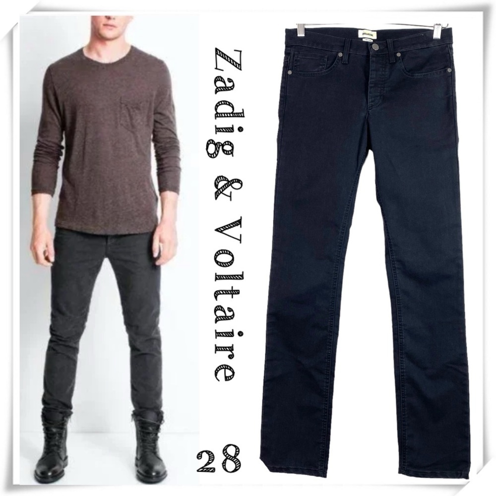 Zadig & Voltaire Platine Anthra Slim Jeans In Black WEC13002H Size 28 New